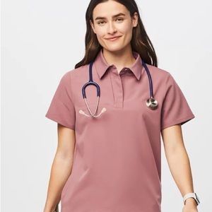 Figs Nala Short Sleeve ScrubPolo in mauve